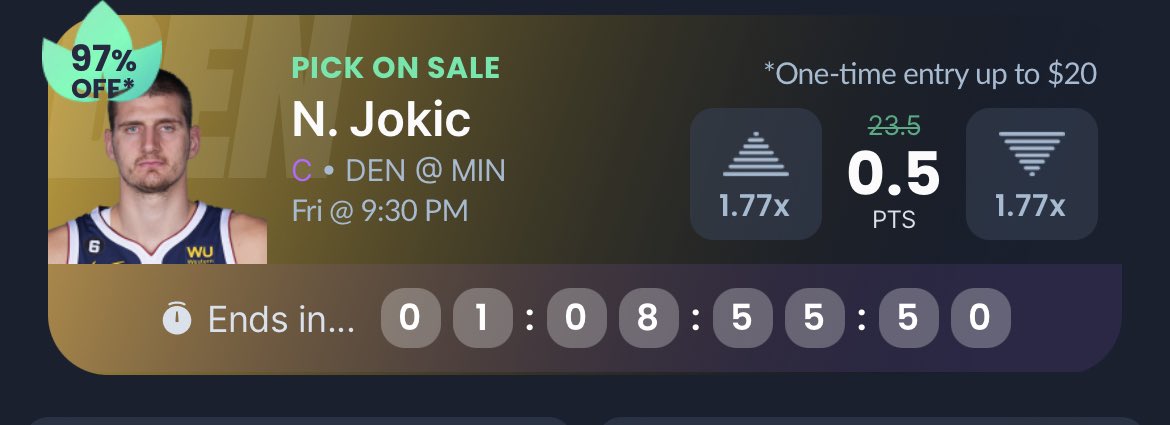 xotic_ty's tweet photo. 4/20 Sale lol🔥🔥🔥 @SleeperPicksHQ  Let me Roll up some picks and blaze it ! This what I’m running with the Jokic Discount make sure to use my code if your new Join Picks and get a $100 deposit match when you make your first deposit RF-PicksByTy

https://t.co/6aADaqJc9O https://t.co/yey2Wb3Fvv
