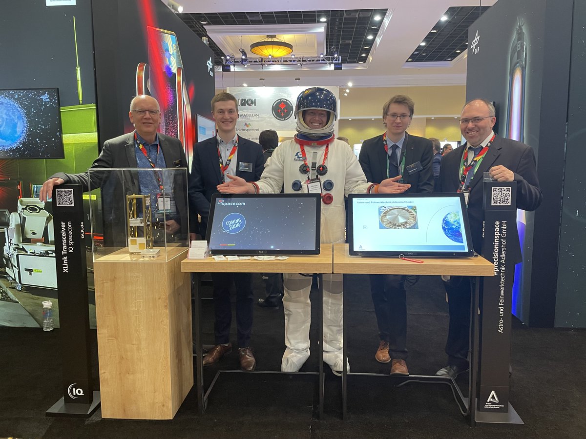 IQspacecom's tweet photo. We are in the middle of the last day of the #SpaceSymposium. Don't miss the opportunity to visit us and our neighbors from Technologiepark Adlershof ASTROFEIN - Astro- und Feinwerktechnik at booth #317 (@DLR_en).
#IQspacecom #spacetechnology #smallsat https://t.co/zwTawZzEsj