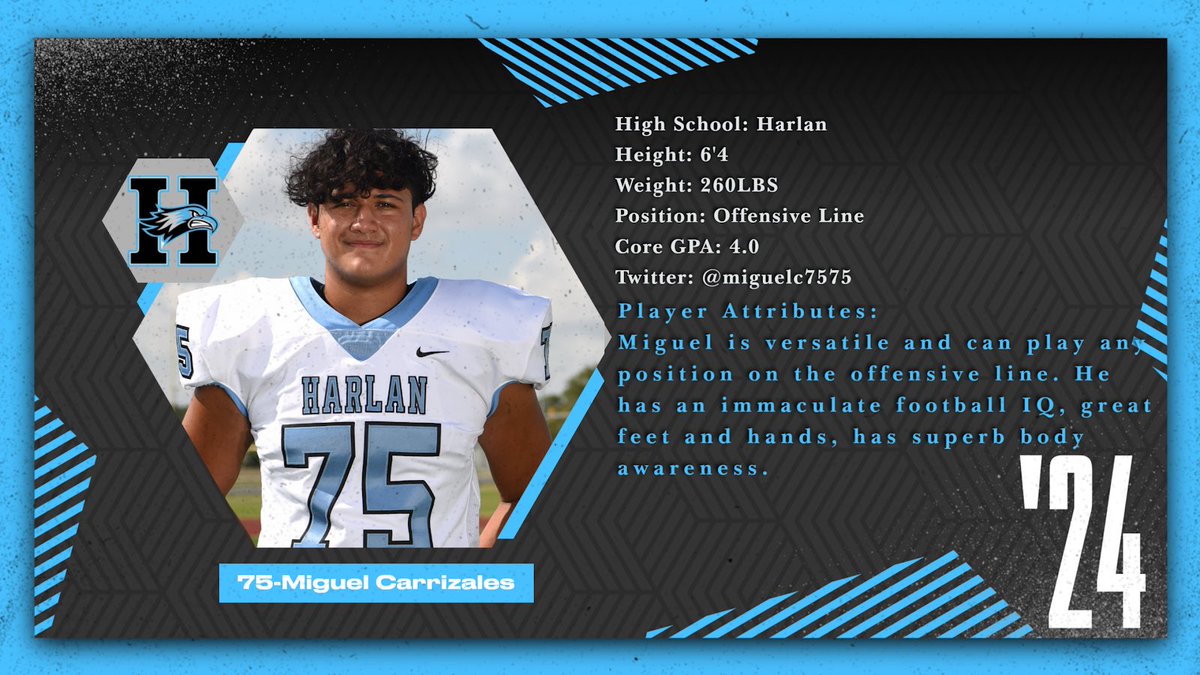 coachesalas's tweet photo. Miguel Carrizales Harlan HS Football Class of 24’ Spotlight! Come and get him college coaches! https://t.co/sVEfk33619