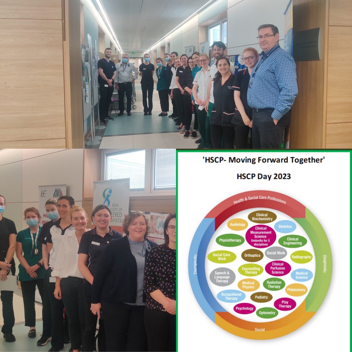 Some of the excellent @WeHSCPs from #MRHPortlaoise Thank you for your commitment and dedication to the delivery of quality patient care and services #MovingForwardTogether #HSCPDay2023