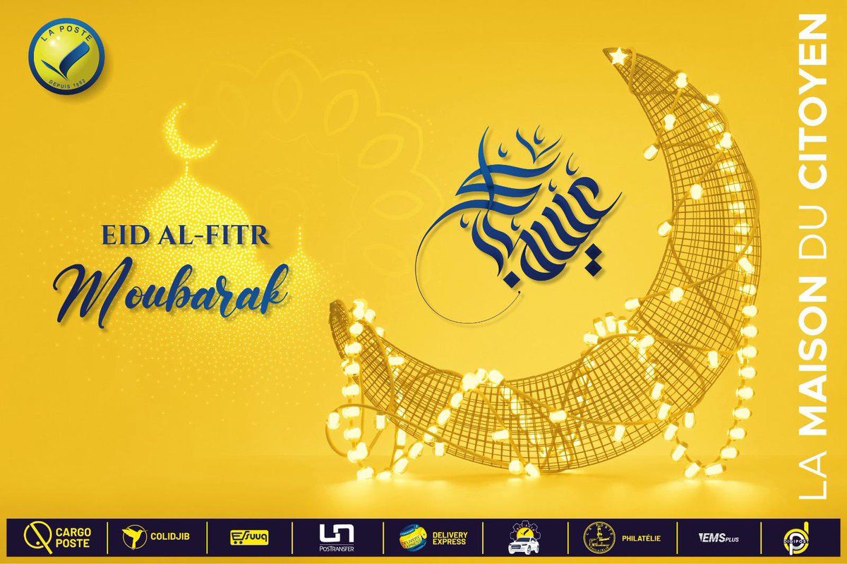 lapost_djibouti's tweet photo. #EidalFitr2023 #happymoments #lapostede🇩🇯 À l’occasion de la Eïd Al Fitr, le directeur général ainsi que l’ensemble du personnel vous souhaitent une joyeuse fête. https://t.co/15p6SD3aXf