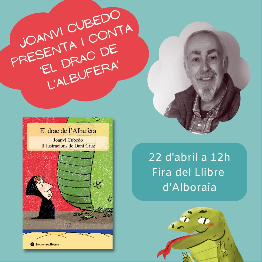 📚 Més activitats llibresques i literàries imprescindibles per al cap de setmana del Dia del Llibre. Aquesta a #Alboraia!
<a href="/joanvi_cubedo/">Joanvi Cubedo</a> conta i presenta "El drac de l'Albufera" (bullent.net/libro/3308-dra…) 🐉📖
📅 Dissabte, 22 d'abril
⌚️ a les 12h.
📌 al parc de les vies