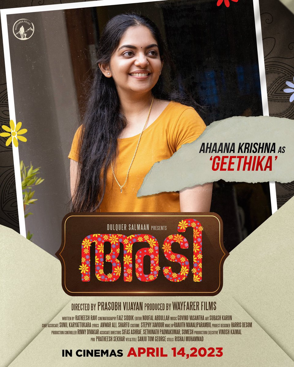 #DQ’s presentation #Adi is releasing in rest of India tomorrow - Apr 21 . One of the highlights of this film is said to be #AhaanaKrishna the #instagram queen from #Kerala. The film also features #shinetomchacko & directed by #PrasobhVijayan, produced by @DQsWayfarerFilm