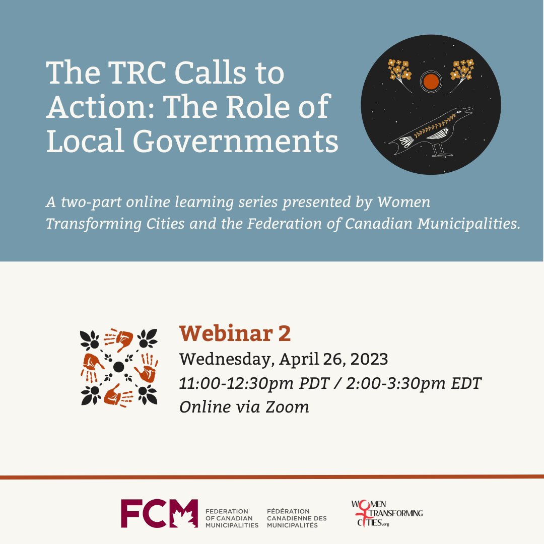 Shoey_FCM's tweet photo. TRC Calls to Action: The role of Local governments
Part two of our joint webinar series on solutions, the challenges and tangible examples of the TRC  from communities across BC. 
Please join us April 26 from 2:00-3:30 EDT https://t.co/HazSaE9M3e https://t.co/t0U3JttZH6