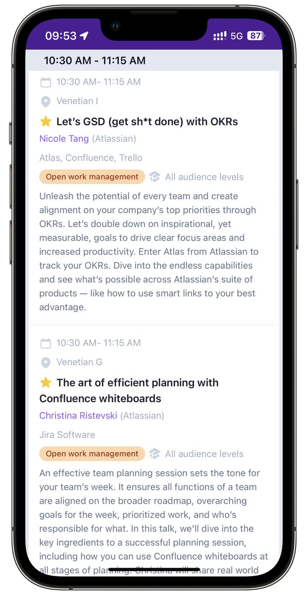 Today marks the last day of #AtlassianTeam23, which is also the hardest. Why? Making a schedule for today is impossible, for every time slot I want to be in 4 different rooms at the same time 🤯

Is there a cloning device on the exhibition floor?