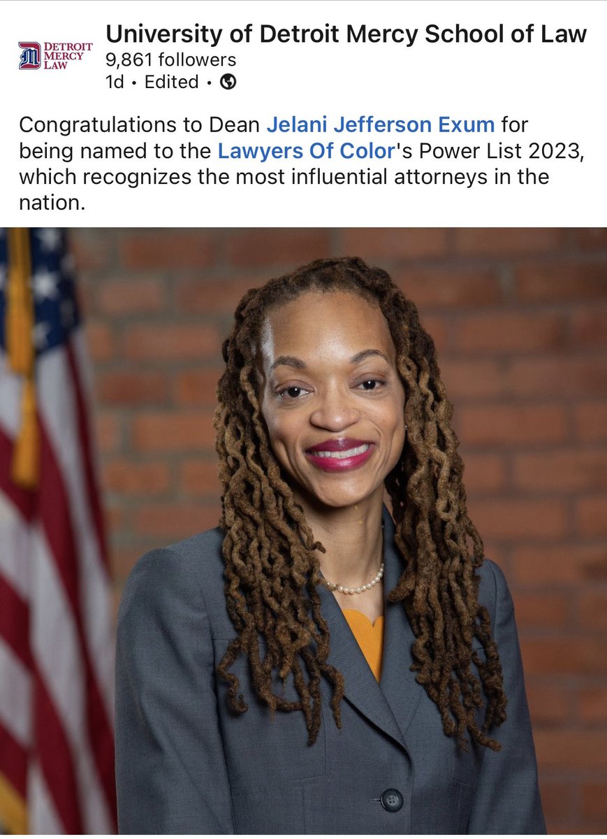 Jelani Jefferson Exum (@jelaniexum) on Twitter photo I truly appreciate @lawyersofcolor for recognizing me on their 2023 Power List. I’m always grateful for the opportunity to use my career to work with others to advance justice in the law and to promote transformative legal education. <a href="/DetroitMercyLaw/">Detroit Mercy Law</a> I truly appreciate @lawyersofcolor for recognizing me on their 2023 Power List. I’m always grateful for the opportunity to use my career to work with others to advance justice in the law and to promote transformative legal education. <a href="/DetroitMercyLaw/">Detroit Mercy Law</a>