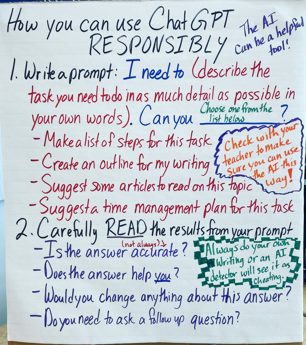 JenRoberts1's tweet photo. I blogged about the #chatgpt lesson I did with my 9th graders. You can read more about it here: 

https://t.co/1ueTooKc9j

#AIinEducation #wearecue #edtech https://t.co/MKuOPRUdeU