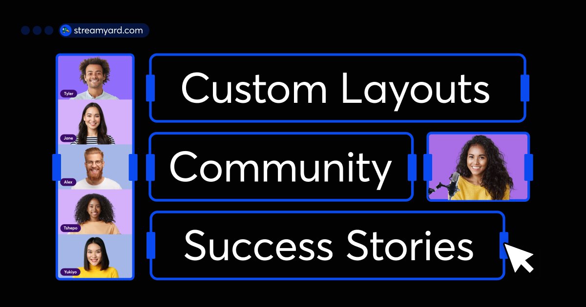 streamyardapp's tweet photo. Unlock the power of custom layouts for your live streams! 📹 Explore 4 ways to boost your brand and captivate your audience. Check it out: https://t.co/P2OWq33ZiQ #LiveStreaming #CustomLayouts https://t.co/uFJnQ8fg4k