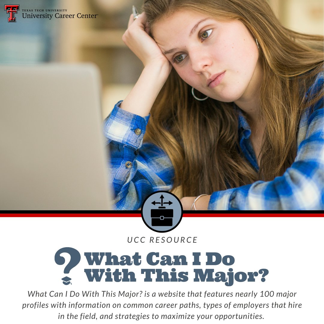 WHAT CAN I DO WITH THIS MAJOR? is a website that features nearly 100 major profiles with information on common career paths, types of employers that hire in the field, and strategies to maximize your opportunities. Browse to find your major! Link in our bio! #WreckEm #TexasTech