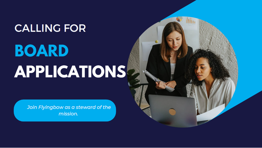 Flyingbow is calling for Board of Directors Applications. Please pray the Lord will lead this process and bring along strong, wise Spirit-led applicants with a heart for missions, music and the arts. Applications close on June 15, 2023.
flyingbow.com/.../04/19/boar…