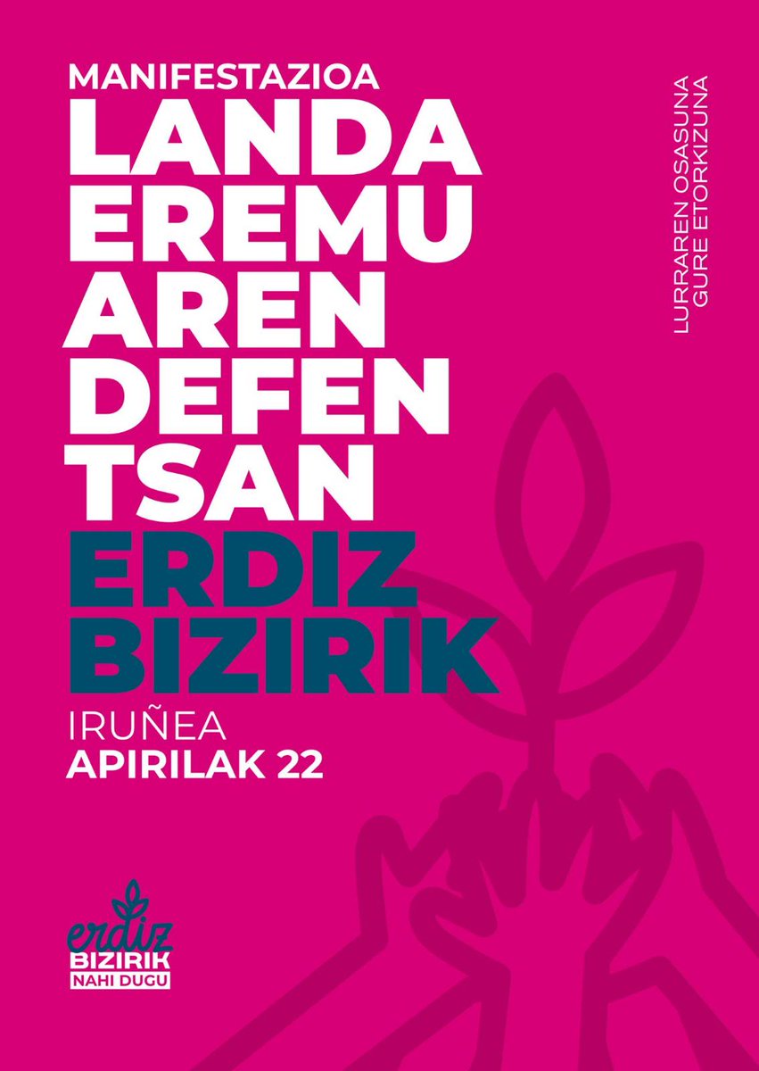 ArizkunRock's tweet photo. 🐄🍃 Bat egiten dugu Erdiz Bizirik plataformak larunbat honetan antolatutako manifestazioarekin.

Gure lurra, demokrazia eta etorkizunaren alde, Erdiz bizirik!

🗓️ Apirilak 22
⏰ 17:00
📌 Iruñea (Antoniutti) https://t.co/rkicUQLgHO