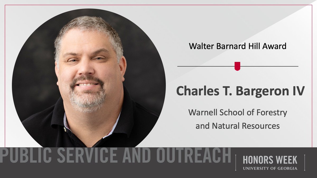 uga_serves's tweet photo. Join us as we celebrate one of the four recipients of the Walter B. Hill Award. Charles T. Bargeron IV is a senior public service associate in the @UGAWarnell and the director of the Center for Invasive Species and Ecosystem Health at @UGATifton. (more) https://t.co/GOxia3i5HR