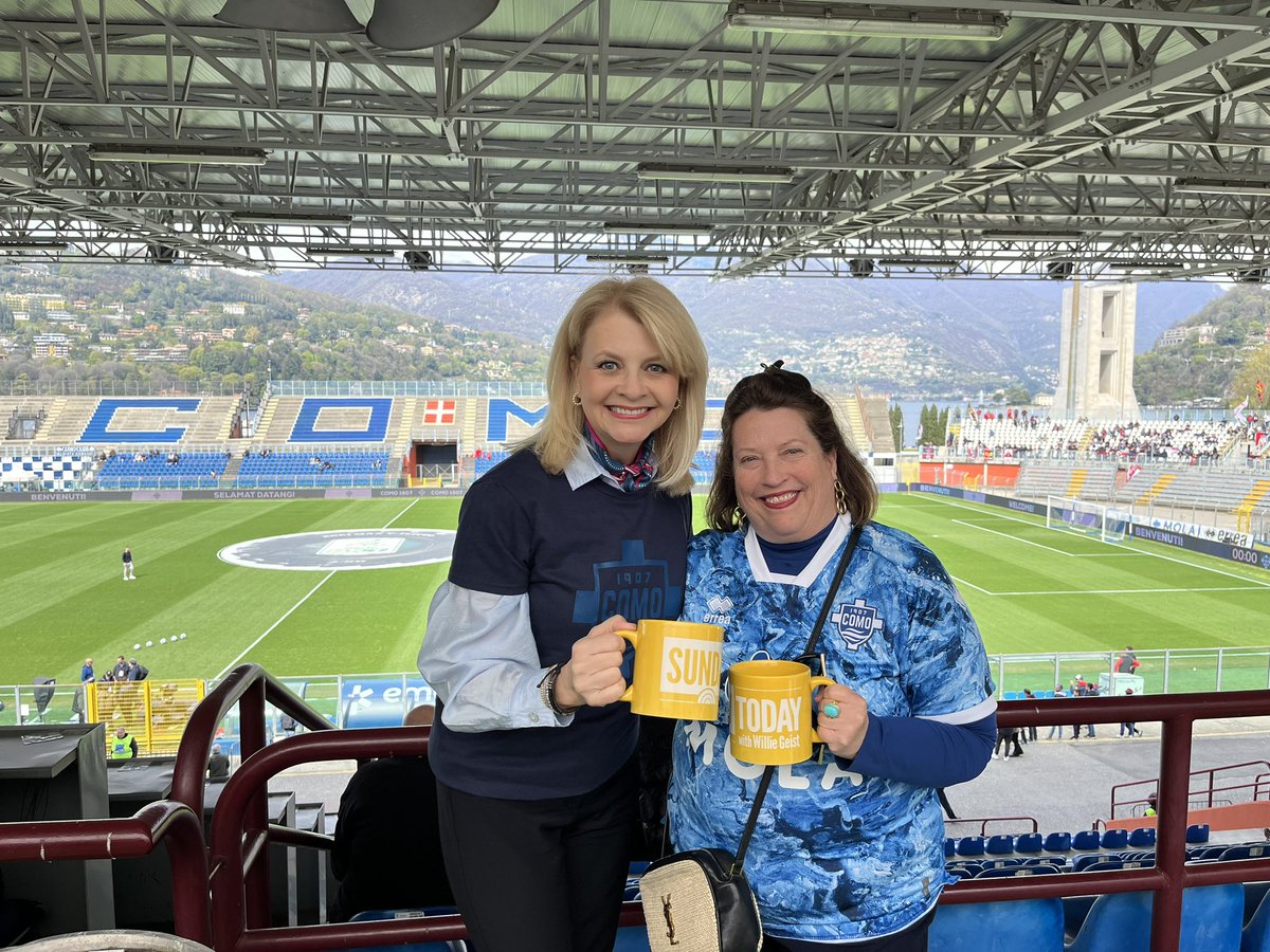 From Como, MS to Lake Como, Italy, Helen Overstreet &amp; Dana Dussing Berry (a former NBC affiliate wx anchor) took their <a href="/TODAYshow/">TODAY</a> #SundayTODAY w/ <a href="/WillieGeist/">Willie Geist</a> coffee mugs when they were guests of <a href="/Como_1907/">Como1907</a> Here they’re with Chelsea soccer great Dennis Wise, now COO of Como 1907.