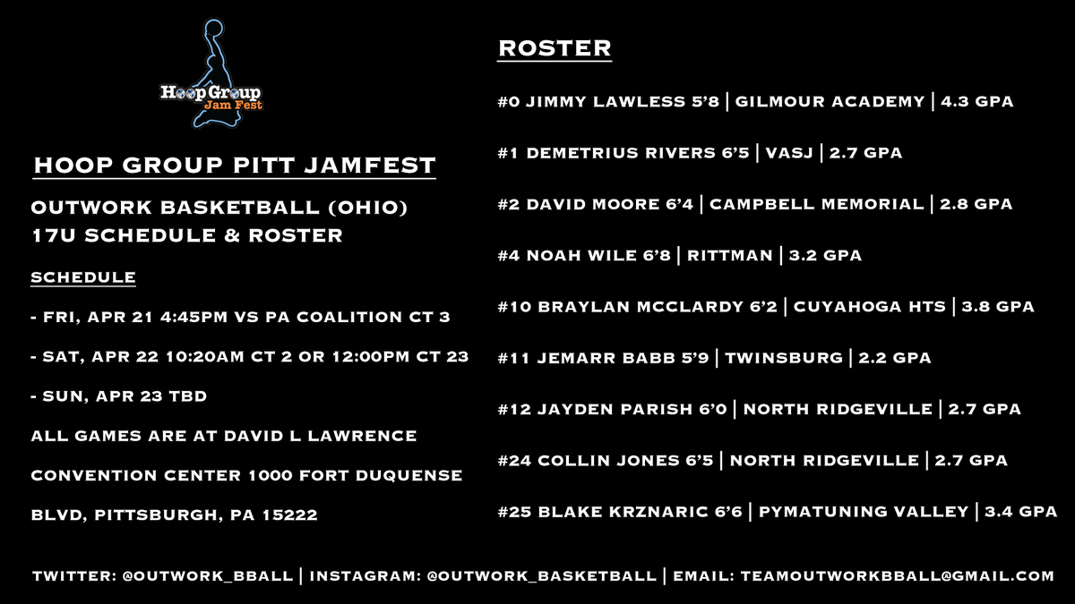 DannyZuchak's tweet photo. One day away! Big time event. Can't wait for our guys to get out there and compete.
@Outwork_bball @bendraper02  @iammeechh @Dwm1x @noah_wile @Bray_lanM @babb_jemarr @JaydenParish3 @collinnjoness https://t.co/IX1nYY40cs