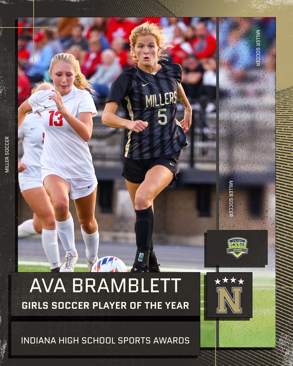Last night, Miss Soccer Ava Bramblett of <a href="/NoblMillerSoc/">Miller Girls Soccer</a> was named Girls Soccer Player of the Year at the Indiana High School Sports Awards! Congratulations, Ava! #MillerPride