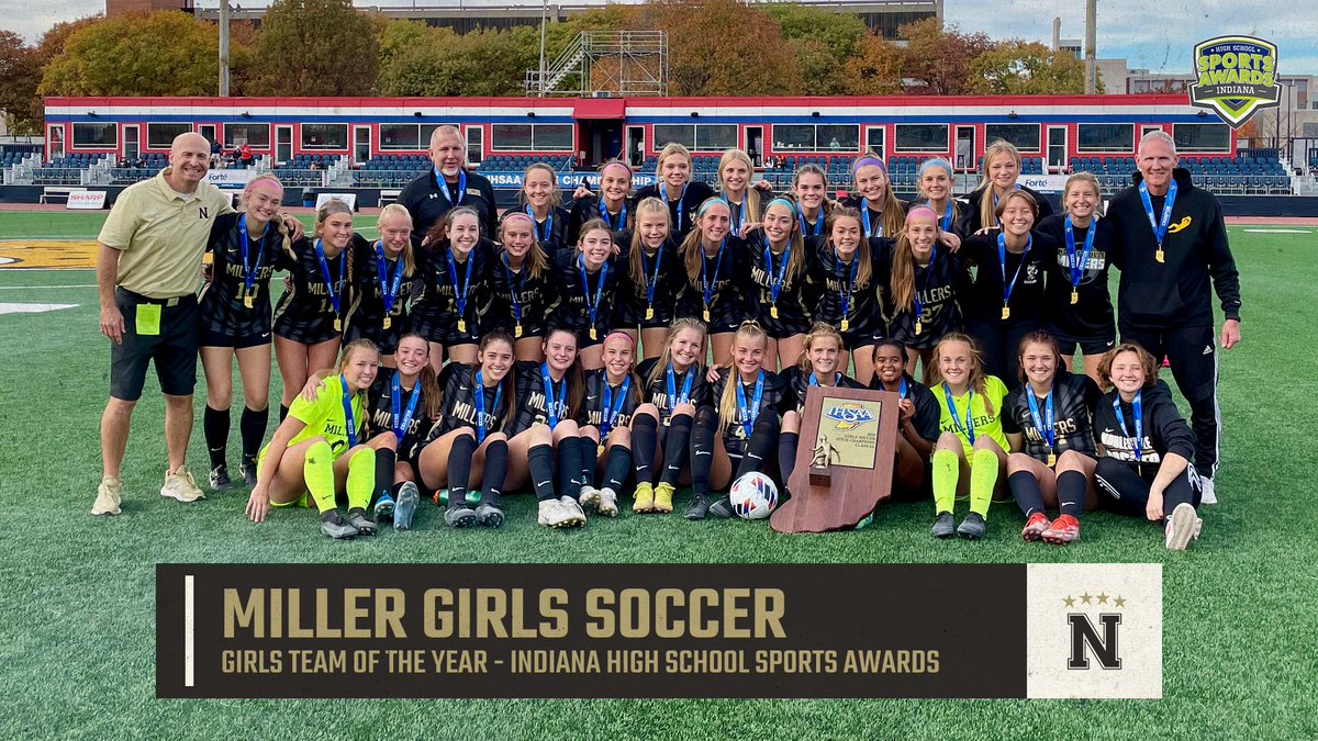 Last night, State Champion <a href="/NoblMillerSoc/">Miller Girls Soccer</a> was named Girls Team of the Year at the Indiana High School Sports Awards! Congratulations, Millers! #MillerPride