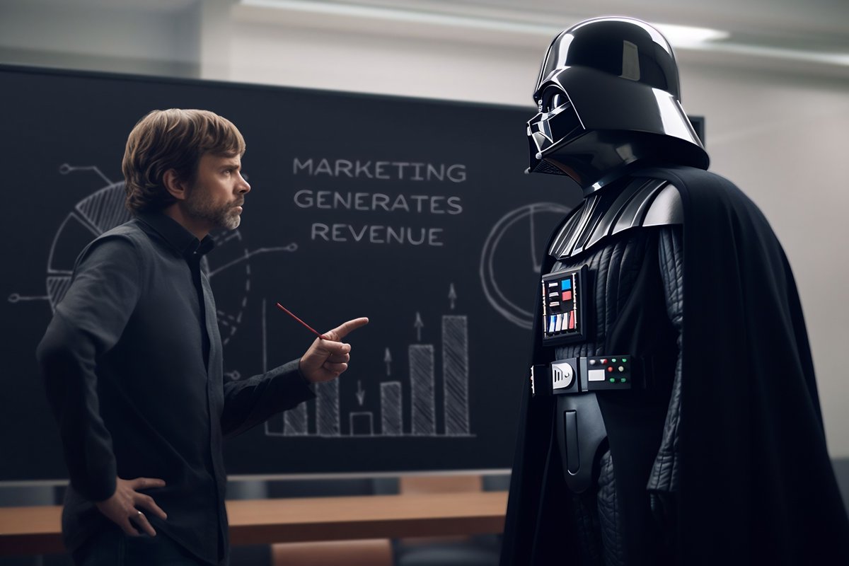 Trying to convince leadership of the value of marketing can be a real battle - it's like trying to convince the Empire to join the Rebel Alliance! 👩‍🚀⚔️

Join the discussion May 4th at Open Doors! bit.ly/3mIZCKS
#marketingstruggles #starwars #maytheforcebewithyou