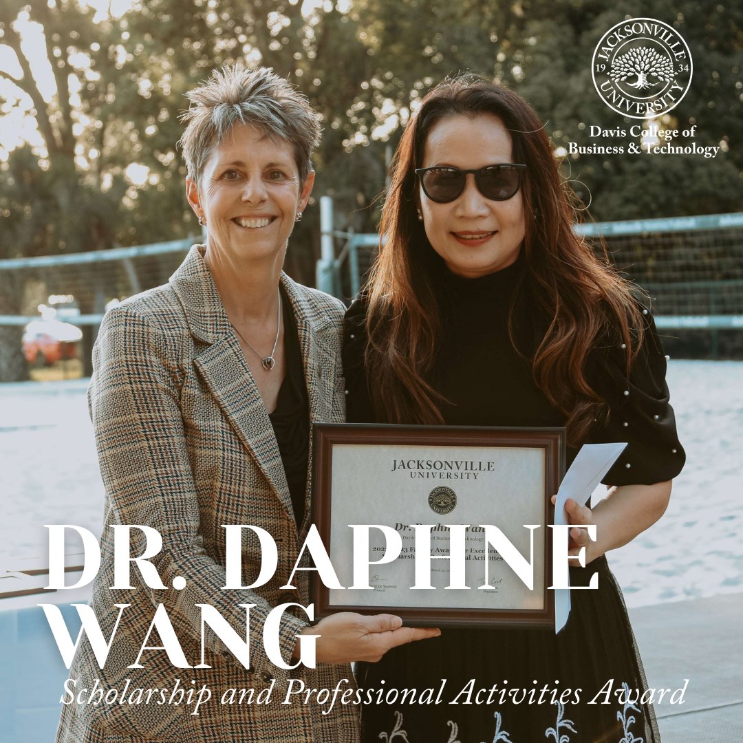JU Davis College of Business & Technology (@jubusiness) on Twitter photo Congratulations to <a href="/JacksonvilleU/">Jacksonville University</a> 's Dr. Daphne Wang for winning this year's "Scholarship and Professional Activities Award."
--
To read more about Dr. Wang's achievements & the ceremony, click the link below.
fal.cn/3xzIF
#JUBusinessandTechnology Congratulations to <a href="/JacksonvilleU/">Jacksonville University</a> 's Dr. Daphne Wang for winning this year's "Scholarship and Professional Activities Award."
--
To read more about Dr. Wang's achievements & the ceremony, click the link below.
fal.cn/3xzIF
#JUBusinessandTechnology