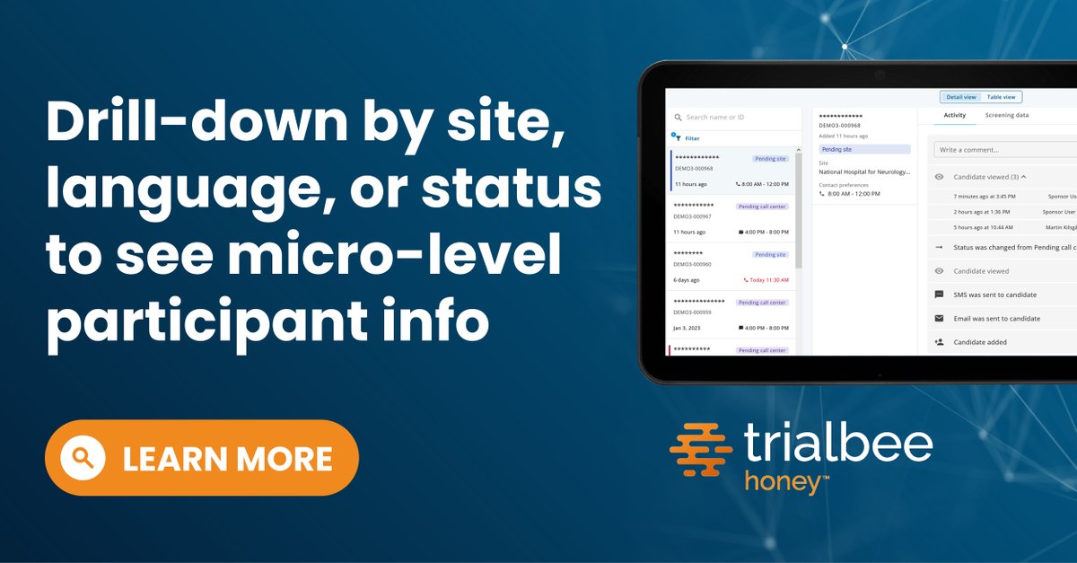 Hyper-targeted digital recruitment, medical pre-qualification of referrals, and channel performance tracking — these are just some of ways Trialbee Honey can reboot your global #patientrecruitment. Learn more: bit.ly/3KJEopt