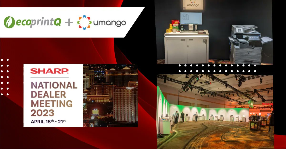ecoprintQ's tweet photo. ecoprintQ is currently at the #sharpndm23 product fair in Las Vegas, NV. We are delighted to be alongside with Umango, showcasing our latest products and solutions in this magnificent venue.Thanks to Andrew Wade and Julian Quebedeaux for making this venue a very exciting collab. https://t.co/xr4yNaSwqF