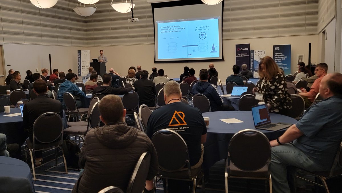 chronicallyJD's tweet image. @PostgresWorld Packed House at #postgresconf Silicon Valley