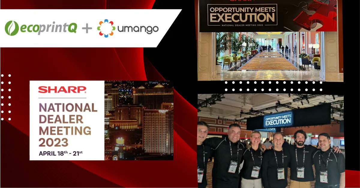 ecoprintQ's tweet photo. ecoprintQ is currently at the #sharpndm23 product fair in Las Vegas, NV. We are delighted to be alongside with Umango, showcasing our latest products and solutions in this magnificent venue.Thanks to Andrew Wade and Julian Quebedeaux for making this venue a very exciting collab. https://t.co/xr4yNaSwqF