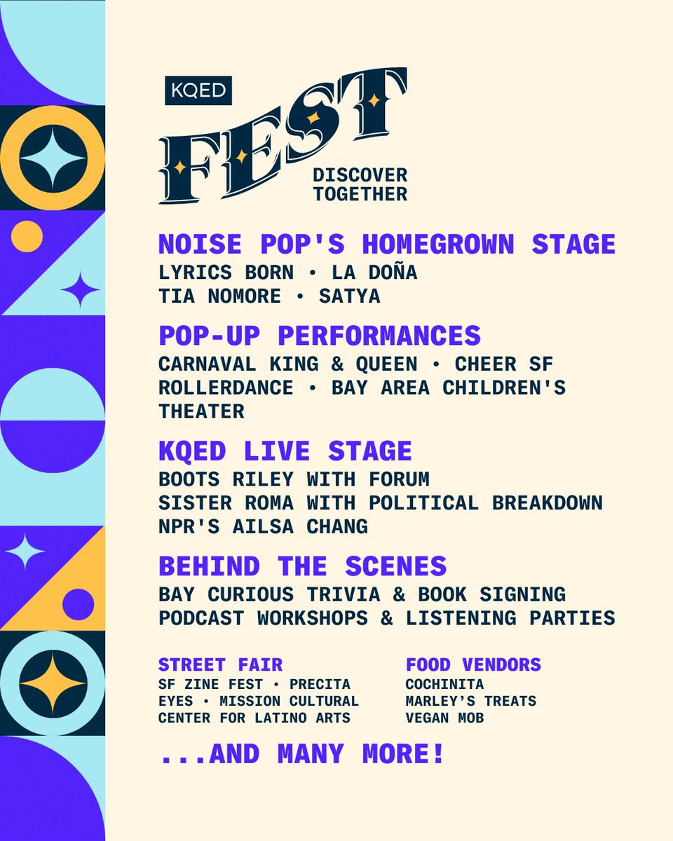 BrokeAssStuart's tweet photo. The #KQEDFest lineup is here! Don't miss Boots Riley with KQED Forum, Lyrics Born and La Doña at Noise Pop's Homegrown Stage, food from Marleys Treats, Cochinita, Vegan Mob, and more! April 29 11AM-6PM @KQED Headquarters 

To RVSP, visit: https://t.co/LFGzQRv3Jj https://t.co/PnVZivh34V