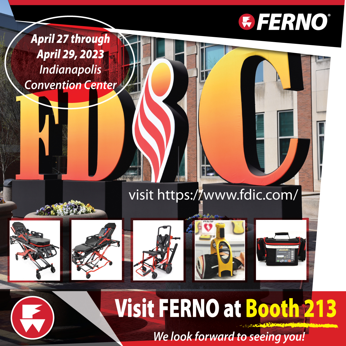 FERNOEMS's tweet photo. Join Ferno in Indy on April 27 thru 29 for FDIC ! 🚒🚑🚨
We can't wait to see you!
https://t.co/k3bl2SeL8n
🔴 Visit Ferno in booth 213 for great demos and information 🔴
https://t.co/GH5jbdLoIb
#FERNO #FireAndRescue #FDIC #FDIC2023 #INDY #EMS #whenitscritical #RedIsTheWay https://t.co/Xk5nQlEi8u