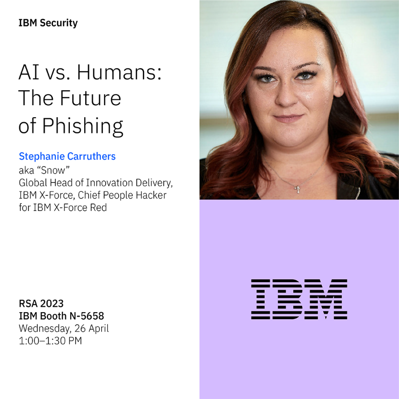 IBMSecurity's tweet photo. Next week at @RSAConference, IBM is unveiling new innovations to help accelerate threat detection and response.

Visit us at Booth N-5658 to learn more and hear cybersecurity experts discuss AI, incident response, and hacking. 👇🏾