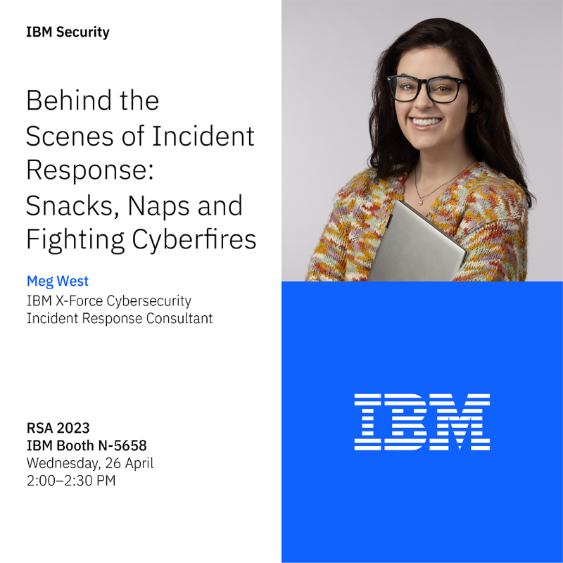 IBMSecurity's tweet photo. Next week at @RSAConference, IBM is unveiling new innovations to help accelerate threat detection and response.

Visit us at Booth N-5658 to learn more and hear cybersecurity experts discuss AI, incident response, and hacking. 👇🏾