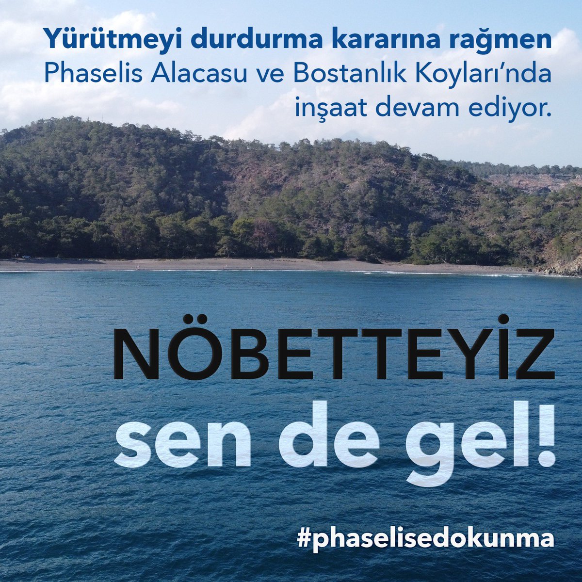 Phaselisdokunma's tweet photo. Yürütmeyi durdurma kararına rağmen Phaselis Alacasu Koyu’nda açılışa hazırlanıyorlar, Bostanlık Koyu’na da inşaat malzemesi yığıyorlar. 

#PhaseliseDokunma
#DoğaKazanacak. https://t.co/57XmRqTWQY