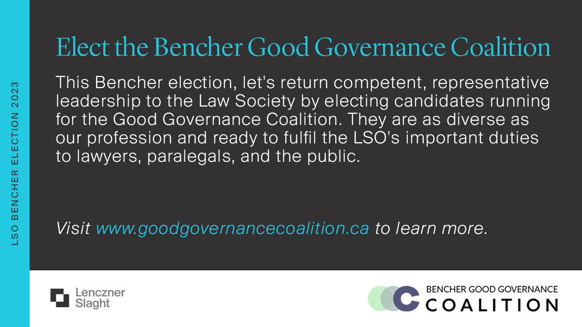 LencznerSlaght's tweet photo. Voting is now open until April 28! It's time to bring competent, experienced, and representative leadership back to the @LawSocietyLSO. Elect Will McDowell and the @BGG_Coalition this #BencherElection. Visit https://t.co/CMRalOqgEb to learn more. #WillKnowsTheWay https://t.co/yBF53phT14