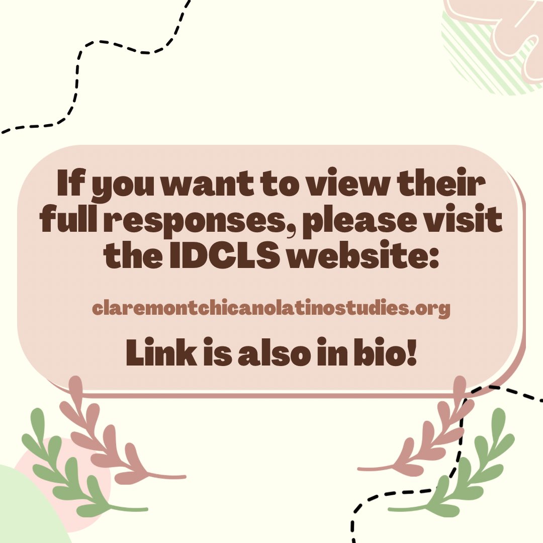 Next in our Senior Spotlight Series is Jasmine Perales!!💗⭐️🥳

If you want to view their full responses, please visit our website:

claremontchicanolatinostudies.org

or click the link in our bio!