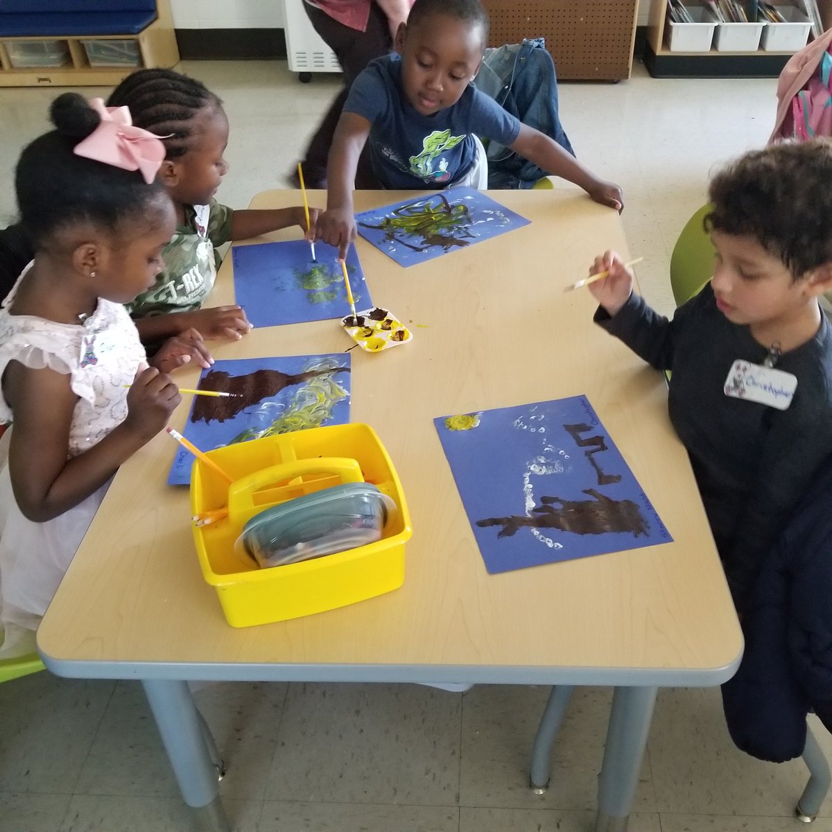 jshaber16's tweet photo. Today for Thinking Thursday, we looked at the painting "Starry Night" by Vincent Van Gogh. We discussed how we felt, ask questions of what we observed,  and what we thought. Then we tried to recreate our own version of the painting. It was fun.@vbHolland @VBPreK @VBTitleI https://t.co/rFDJdQ2W1M