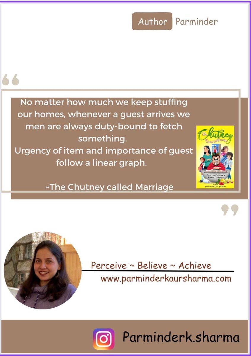 ParminderKaurS9's tweet photo. #sneakpeek from #amazonbestseller 

The Chutney called Marriage
  Diary of a Daring Husband…

https://t.co/bo26UVkKiO 

#fiction #humour #kindleunlimited #kindleunlimitedbooks #amazonprimereading #bestseller #Tccm #AuthorsOfTwitter #authorparminderkaursharma #thursdayvibes https://t.co/KRDJimnLnv