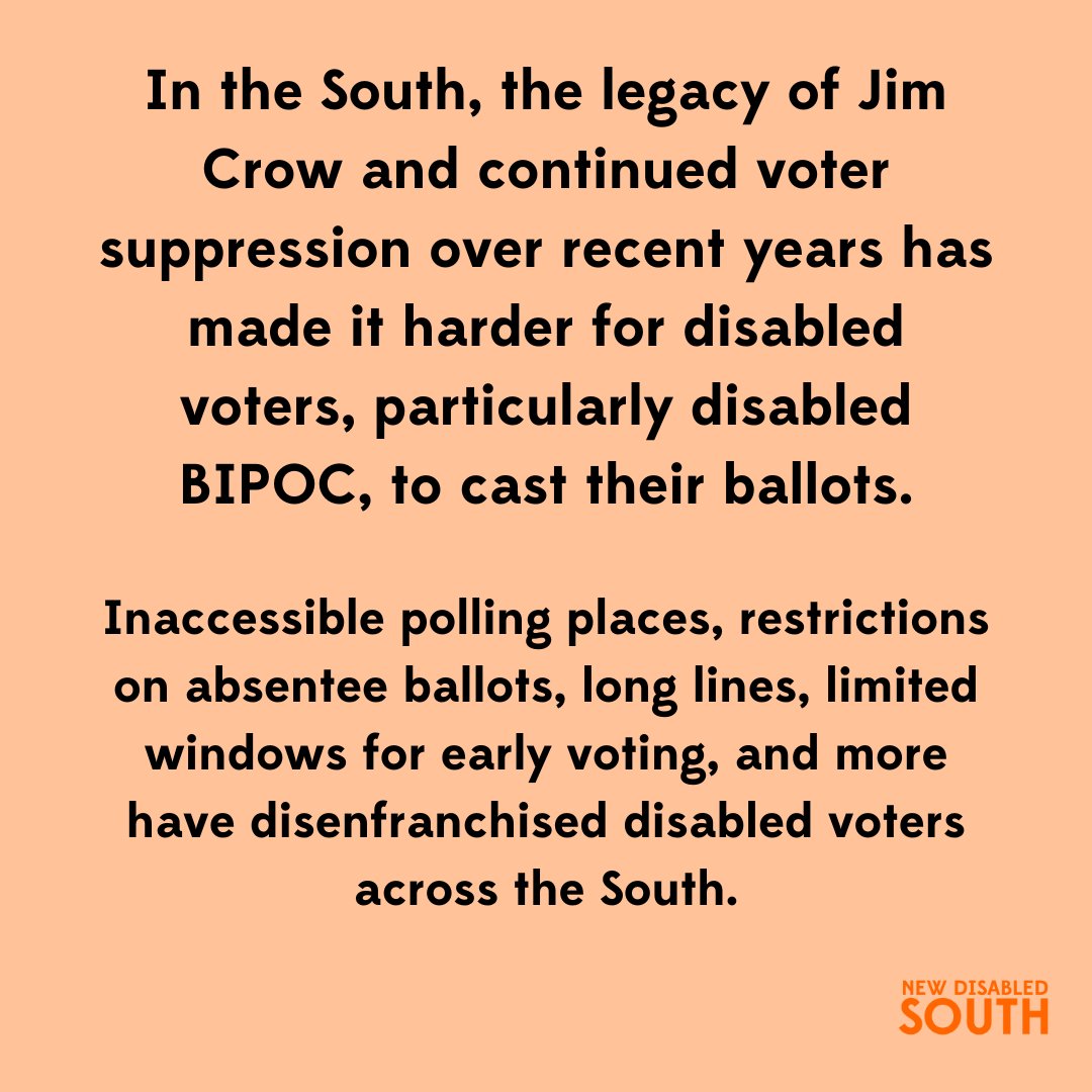 DisabledSouth's tweet photo. We need to make it easier, not harder, for disabled people to vote. https://t.co/fDqQIjFVxT