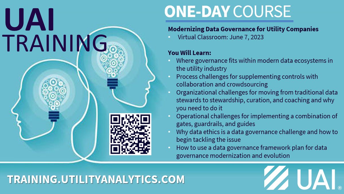 weareuai's tweet photo. Join us on June 7, 2023 for the #UAI "Modernizing #DataGovernance for #Utility Companies" #virtual classroom #training course (live, instructor-led): https://t.co/8y7c3yNwCK
REGISTER https://t.co/2cJjcGVkLD
#UtilityAnalytics #UtilityAnalyticsTraining #Utilities @EndeavorMedia https://t.co/FkkJymBXZp