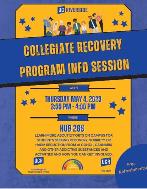 Check out the new program information session for our collegiate recovery highlanders!

Thursday, May 4, 2023, from 3:00pm-4:00pm
HUB 268