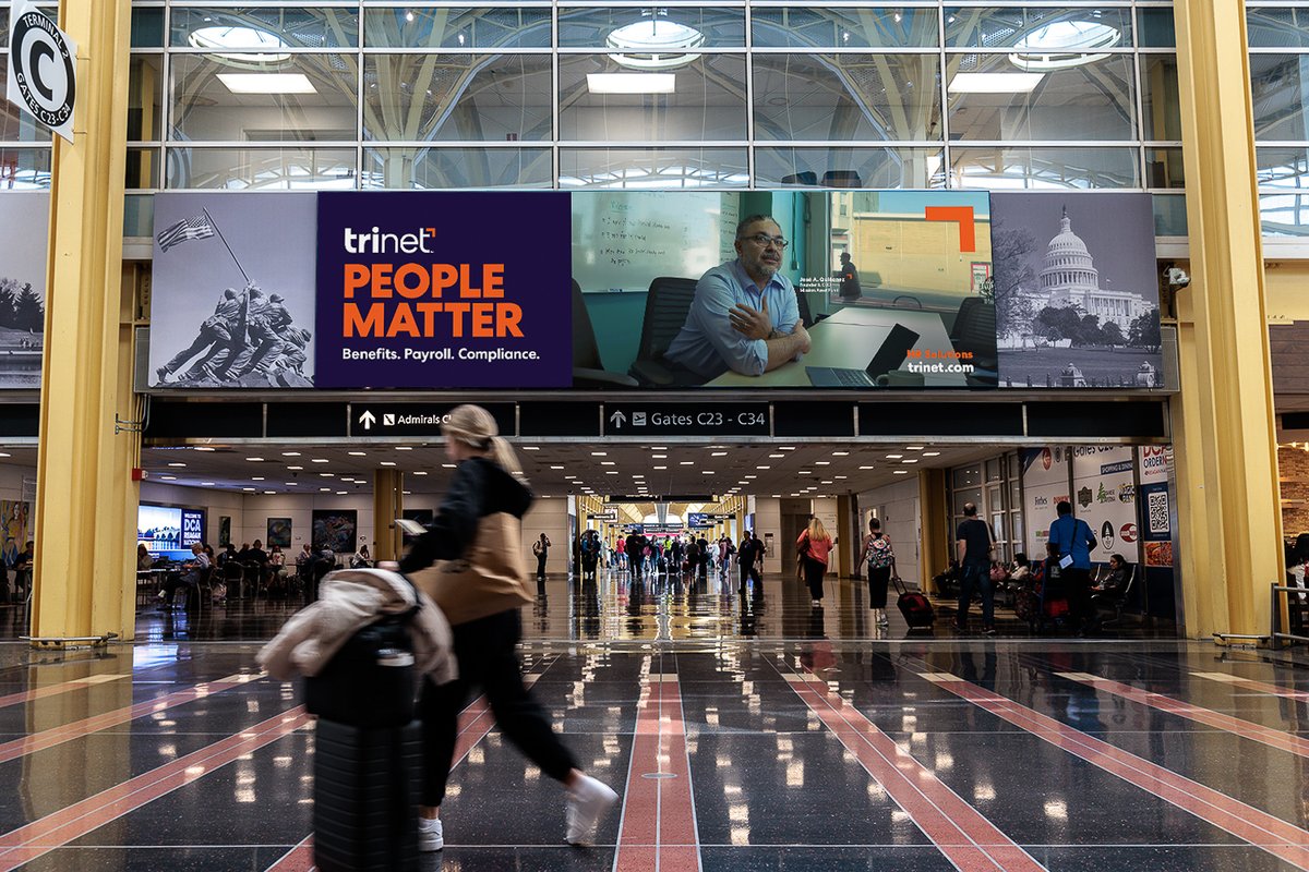 TriNet's tweet photo. Whether you’re coming or going, #IncredibleHR is taking flight! ✈️ Check us out at DCA!
#YourPeopleMatter #OOH #advertising #NewBrand #marketing #DCA #TriNetCustomer #TriNetCustomers #ReaganAirport #MissionAssetFund #MoreTooLife https://t.co/8E8E0vw9qg