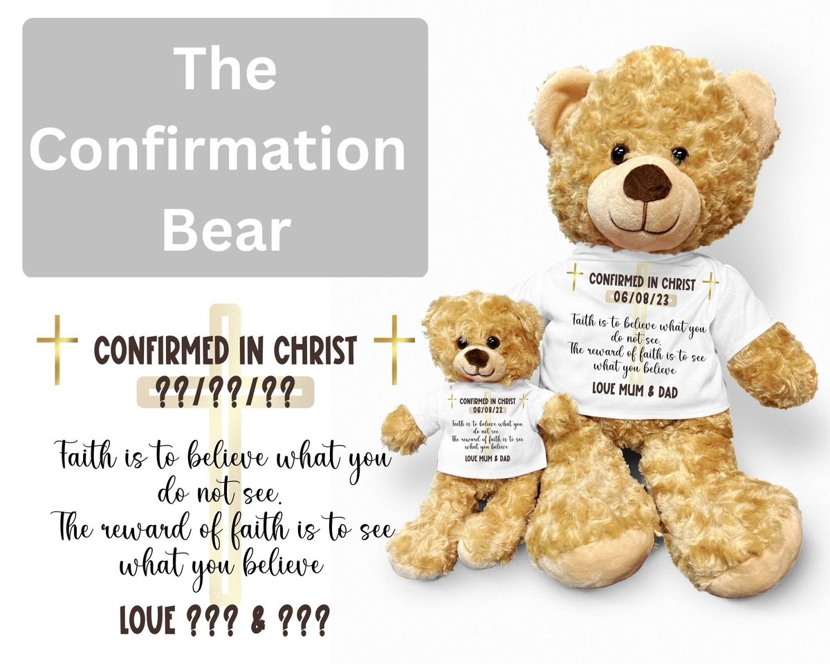 Personalized Confirmation Teddy Bear #confirmation #customteddybear #personalizedbear #teddybeargift #confirmationgift #faithgift #catholicgift #baptismgift #baptismcatholic CLICK HERE TO BUY NOW: etsy.me/3H2mnQJ