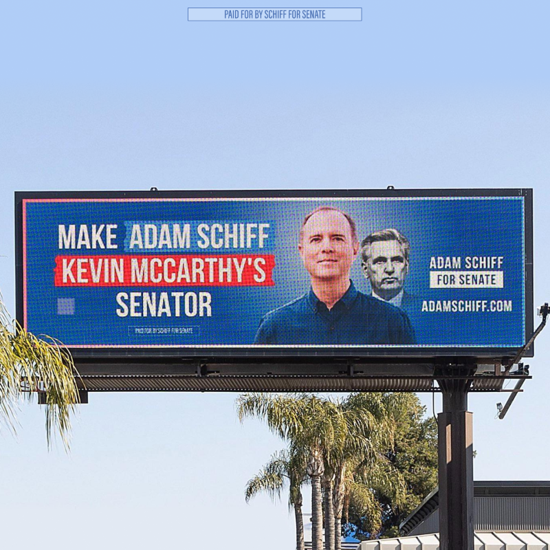 AdamSchiff's tweet photo. FIRST: I led the impeachment against Trump.

THEN: Kevin McCarthy removed me from the House Intel Committee.

NOW: I’m running for Senate to represent millions of Californians (including McCarthy).  

Will you donate now to help me become his Senator?
