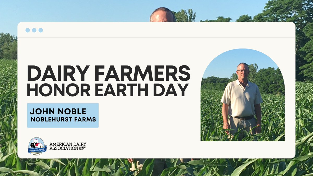 AmericanDairyNE's tweet photo. Happy #EarthWeek! Every day dairy farmers are doing their part to protect the planet. Due to innovative farming practices, a gallon of U.S. milk in 2017 required 30% ⬇️ water, 21% ⬇️ land, and a 19% ⬇️ carbon footprint than in 2007.  https://t.co/ezSld4Hddq #DairySustainable https://t.co/Sh2LvKulOg