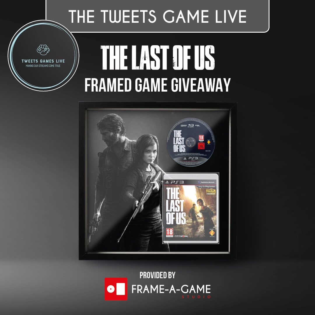 TweetsGamesLive's tweet photo. We are very excited to be doing our very first giveaway!

Win your very own The Last of Us frame (game &amp; disc included) all you need to do is:

💥 RETWEET THIS TWEET
💥 FOLLOW @FrameAGame &amp; @TweetsGamesLive 
💥 COMMENT your favourite TLOU character below! 

Best of luck to you! https://t.co/g3OlQ9kEiZ