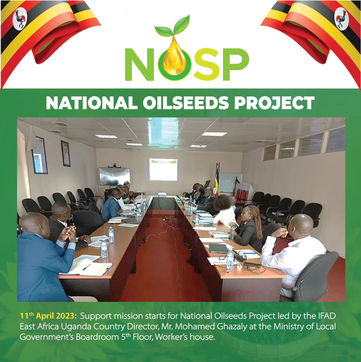 <a href="/NOSP_UG/">National Oilseeds Project</a> has undertaken an Implemententation Support Mission. The activity was jointly undertaken from April 11th to 20th, 2023 by <a href="/IFAD/">International Fund for Agricultural Development</a> and <a href="/GovUganda/">Government of Uganda</a> through <a href="/MAAIF_Uganda/">MAAIF 🇺🇬</a> and <a href="/MoLGUganda/">Ministry of Local Government</a> .
#Agriculture.