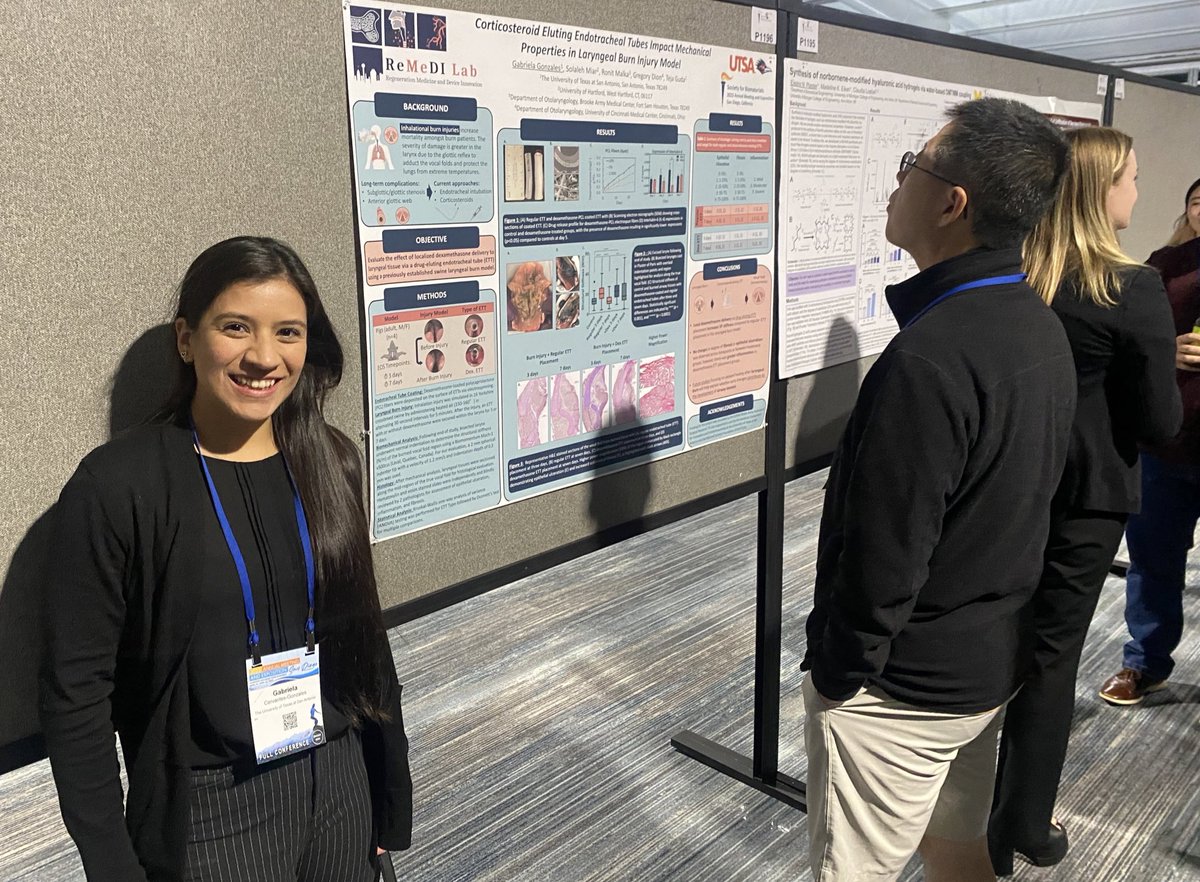#SFB2023 if y’all didn’t catch <a href="/Gab_CGonzales/">Gabriela C. Gonzales</a> <a href="/RemediLab/">ReMeDI_Lab</a> presenting the upper airway burn treatments at the posters last evening, come see her present it Shorebreak room at 2:30 today! Large animal mucosal healing, drug delivery and mechanics for days!!