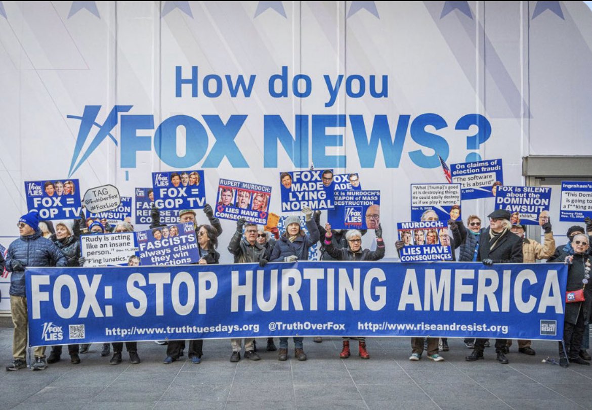 BrianKarem's tweet photo. When are we going to admit that the distraction and disinformation spewed onto the desiccated landscape of journalism by Fox News has helped lead us into our current dystopia?

The country is overwhelmed with violence and hatred. 

A teenager gets shot in the head because he knocked on the wrong door. A cheerleader gets shot getting into the wrong car. Mass shootings happen so often you can barely digest the details from the last one before the next one occurs. 

Of all the media, Fox is merely the worst of the sinners and a reminder of what happens when we allow capitalism to drive journalism. 

Those who worship Fox will keep on doing so no matter what the facts show. 

The Dominion settlement may have been the largest defamation lawsuit settlement in history, but to their viewers, I don't think it matters. 

My piece in Salon 👇.
