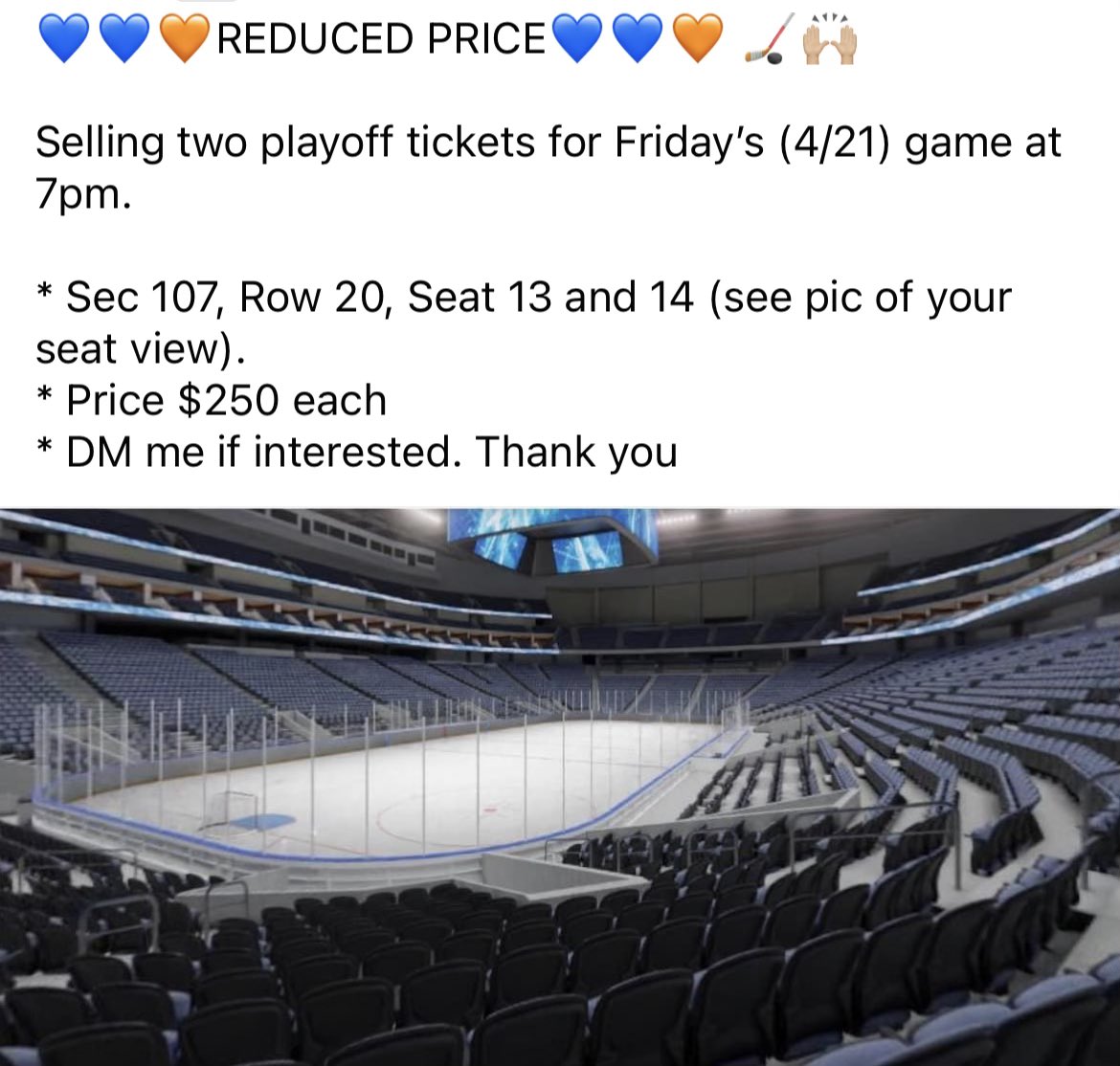 DTM_Woodworks's tweet photo. If anyone, or you know anyone, that would be interested in tickets to game 3 of the islander/hurricane series at USB Arena, let me know. DM me! Good seat and cheap. #Islanders #Isles #nhlplayoffs2023 #NHL #USBArena https://t.co/RdZvPXTP06