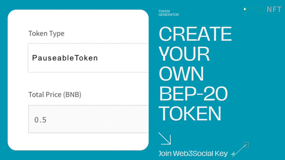 ArtTeaswap's tweet photo. Want to create your own #BEP20 token in just 1 minute? Look no further than #TSAIncubator 🔥
The automatic token generator is here!
👉explore on: https://t.co/xlomtlHBcR.
👉Join WL: https://t.co/T0XcK1pq96
😍Learn more: https://t.co/qAF4OvEvs7
#BNBChain $BNB #Web3SocialKey https://t.co/Stonj8o27W