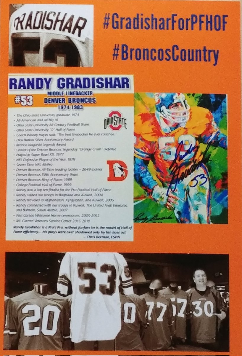 ronNcaphill's tweet image. I would 💙🏈🧡 to see you do it in person like I did in Chicago #NFLDraft - will be in KC but won't be as close (to take a 📷 like this) unless a miracle 😉 happens.

Congrats on #PFHOF - hoping you can put in a good word for Randy #GradisharForPFHOF. The only #Broncos #NFLDPOY.