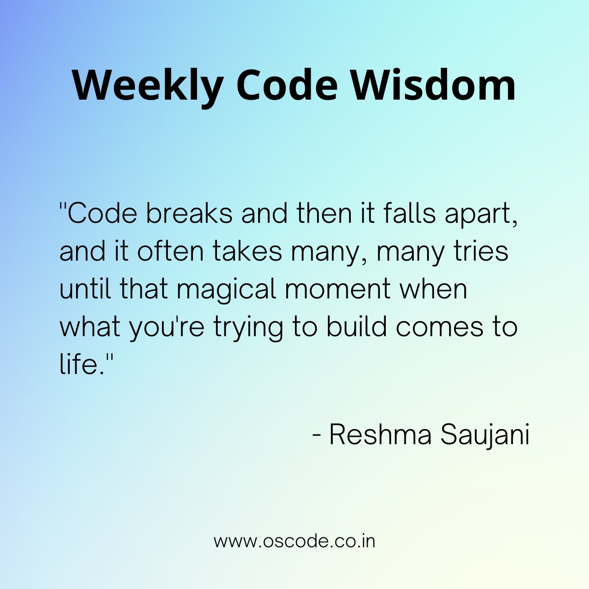OSCodeCommunity's tweet image. HELLO EVERYONE!
This is your &quot;Weekly Code Wisdom&quot;! 🤗
Follow us for more! 📌

#oscode #community #codewisdom #quotes #weekly